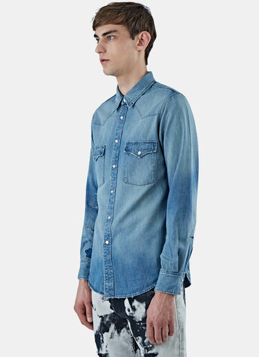 Saint Laurent Oversized Western Denim Shirt Blue sla0124051