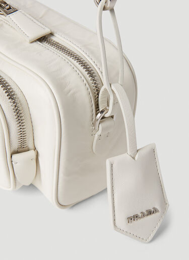 Prada Antique Leather Pocket Shoulder Bag White pra0252070