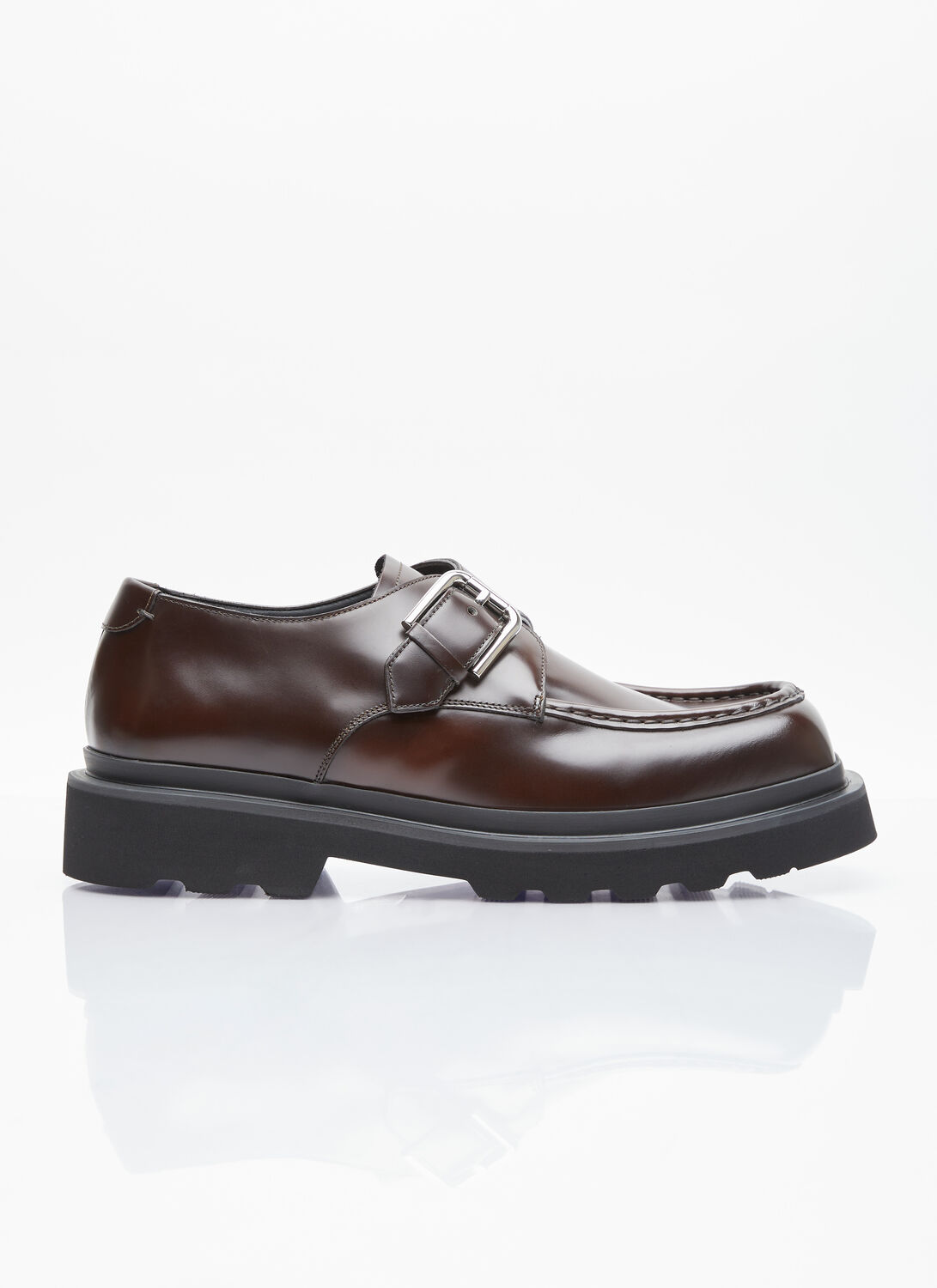 Shop Dolce & Gabbana Brushed Leather Monkstrap Shoes In Brown