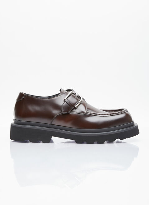 Diesel Brushed Leather Monkstrap Shoes Black dsl0355004