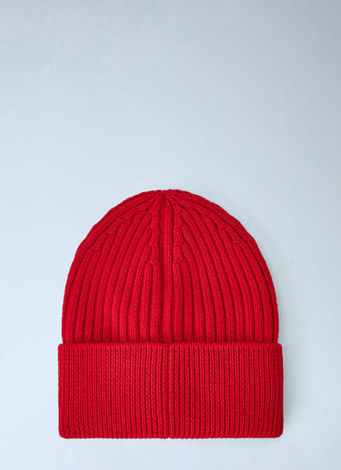 LN-CC® - Moncler Grenoble: Ribbed Knit Beanie - Red Moncler Grenoble Ribbed Knit Beanie Red mog0165013