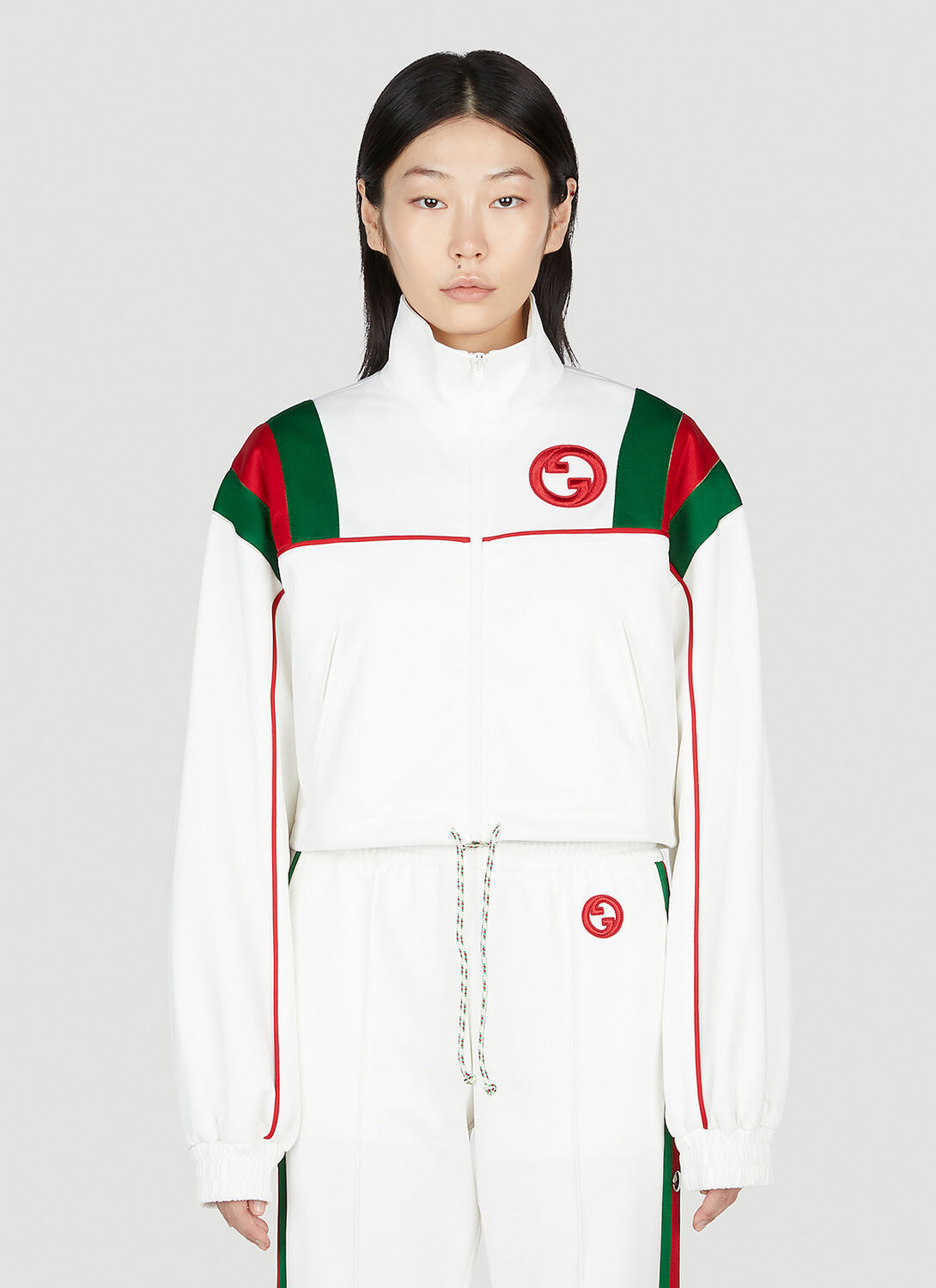 Shop Gucci Embroidered Logo Sweatshirt In White