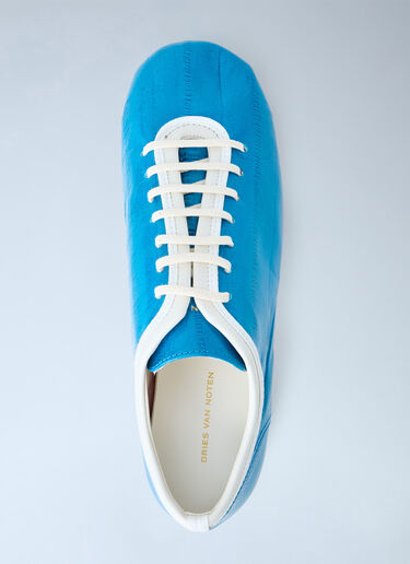 LN-CC® - Dries Van Noten: Lace-Up Leather Sneakers - Blue Dries Van Noten Lace-Up Leather Sneakers Blue dvn0264056