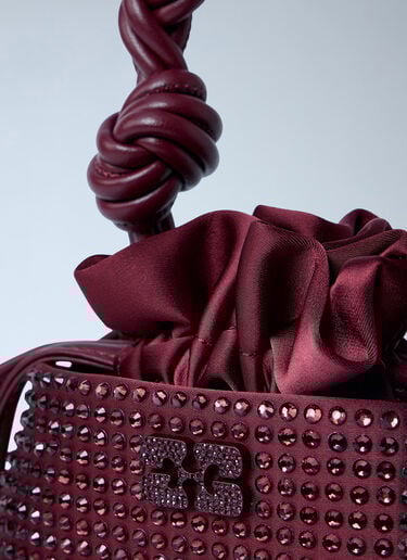GANNI Mini Bou Bucket Handbag Burgundy gan0263037