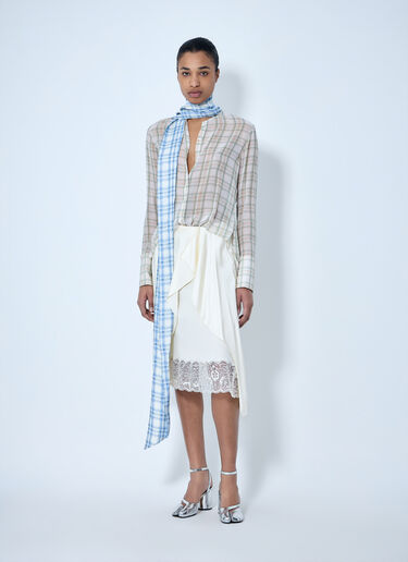 Acne Studios Plaid Sheer Button-Down Blouse White acn0264031