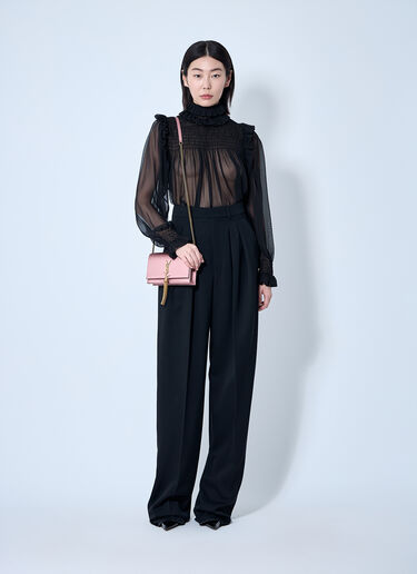 Saint Laurent Ruffled Silk Blouse Black sla0259012