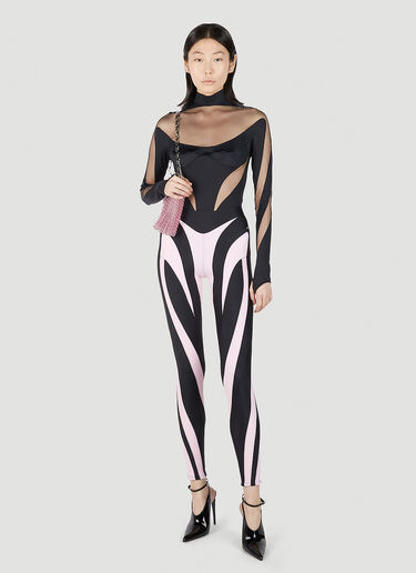 Mugler 구조적 컷아웃 일루전 바디슈트 블랙 mug0251039