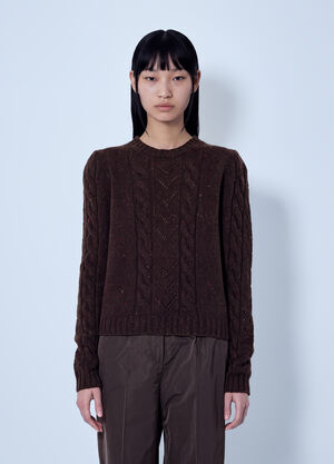 Max Mara Cable Knit Sweater Dark Brown max0266031
