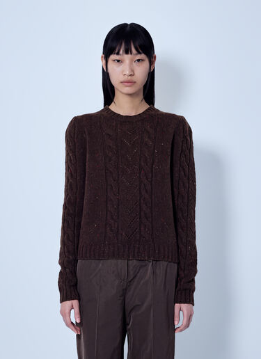LN-CC® - Max Mara: Cable Knit Sweater - Dark Brown Max Mara Cable Knit Sweater Dark Brown max0266031