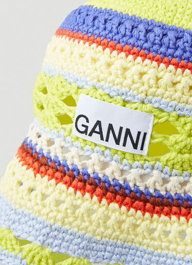 GANNI Crochet Knit Bucket Hat Green gan0248032