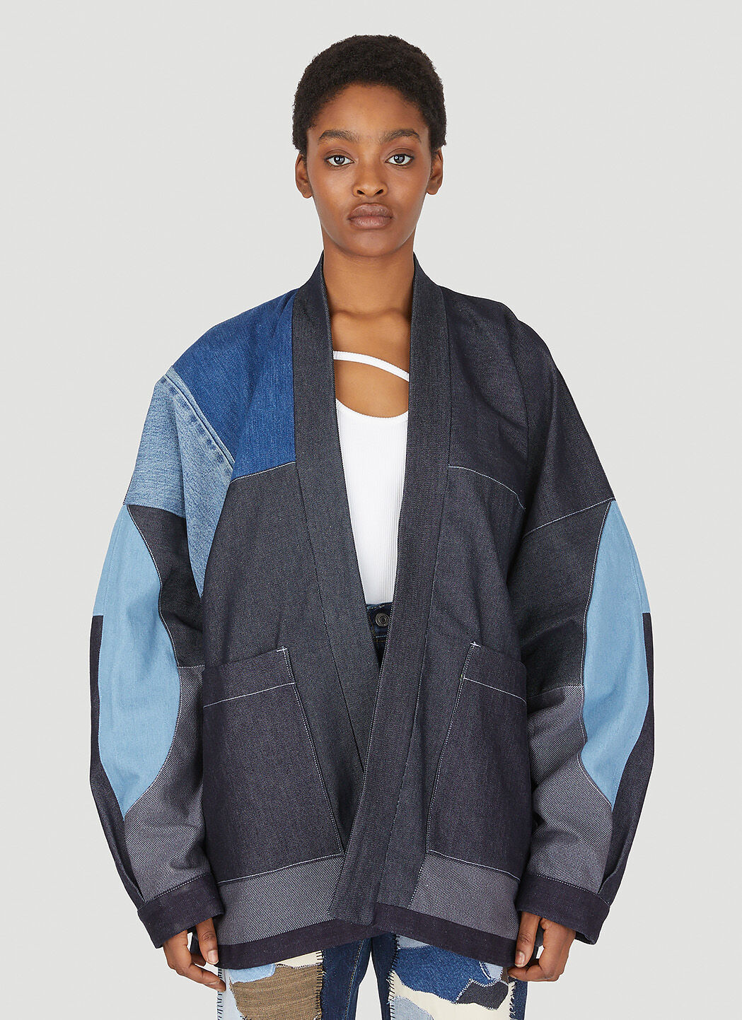 DRx FARMAxY FOR LN-CC Drop 6 Patchwork Kimono Jacket Black drx0347011
