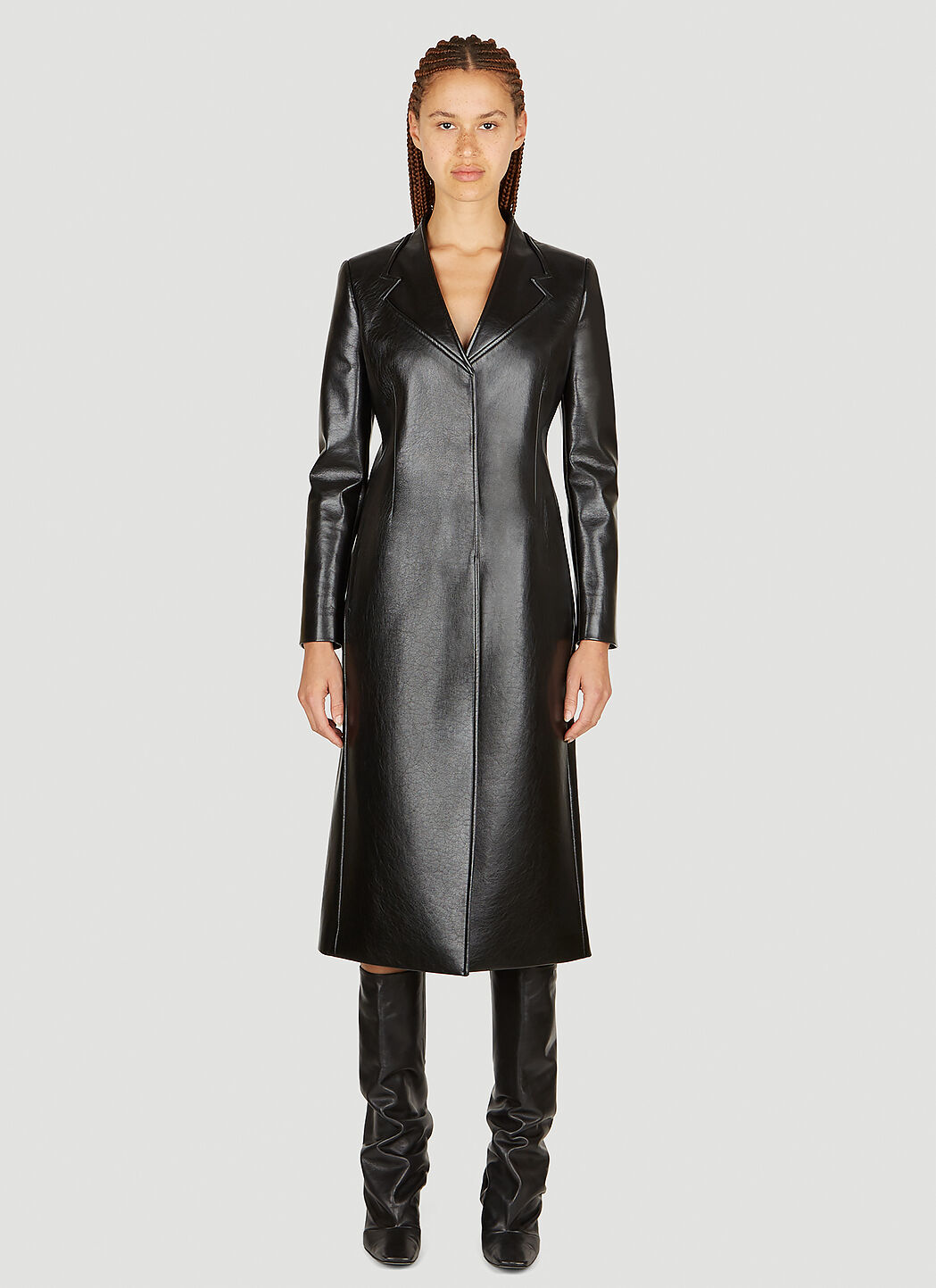 Coperni Trompe-Loeil Tailored Faxu Leather Coat Black cpn0253004