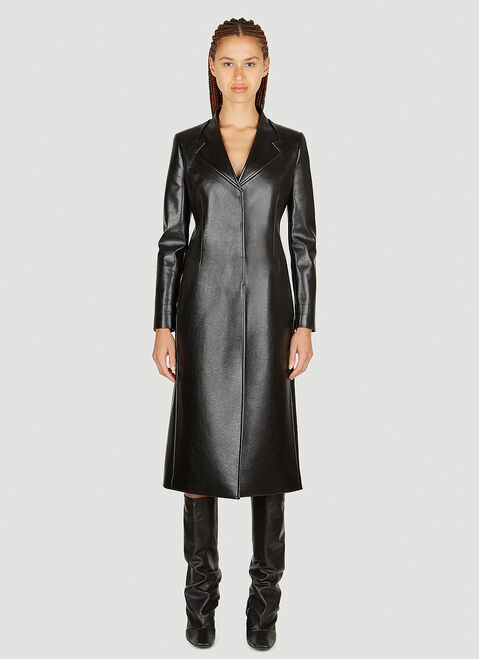 The Row Trompe-Loeil Tailored Faxu Leather Coat Cream row0251014