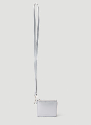 Balenciaga Zip-Around Lanyard Wallet Silver bal0249080
