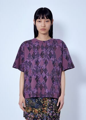 Dries Van Noten Argyle Print T-Shirt Lilac dvn0266013
