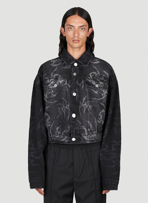 Han Kjøbenhavn Laser Tribal Denim Jacket Black han0353001