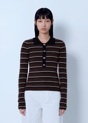 GANNI Mini Ribbed Merino Polo Brown gan0265021