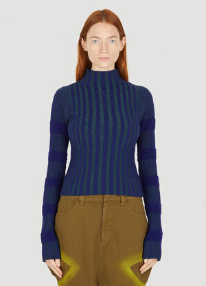 Paula Canovas del Vas Ribbed Knit Sweater Blue pcd0250006