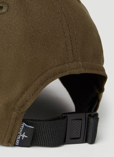 Stone Island 로고 패치 베이스볼 캡 그린 sto0152095