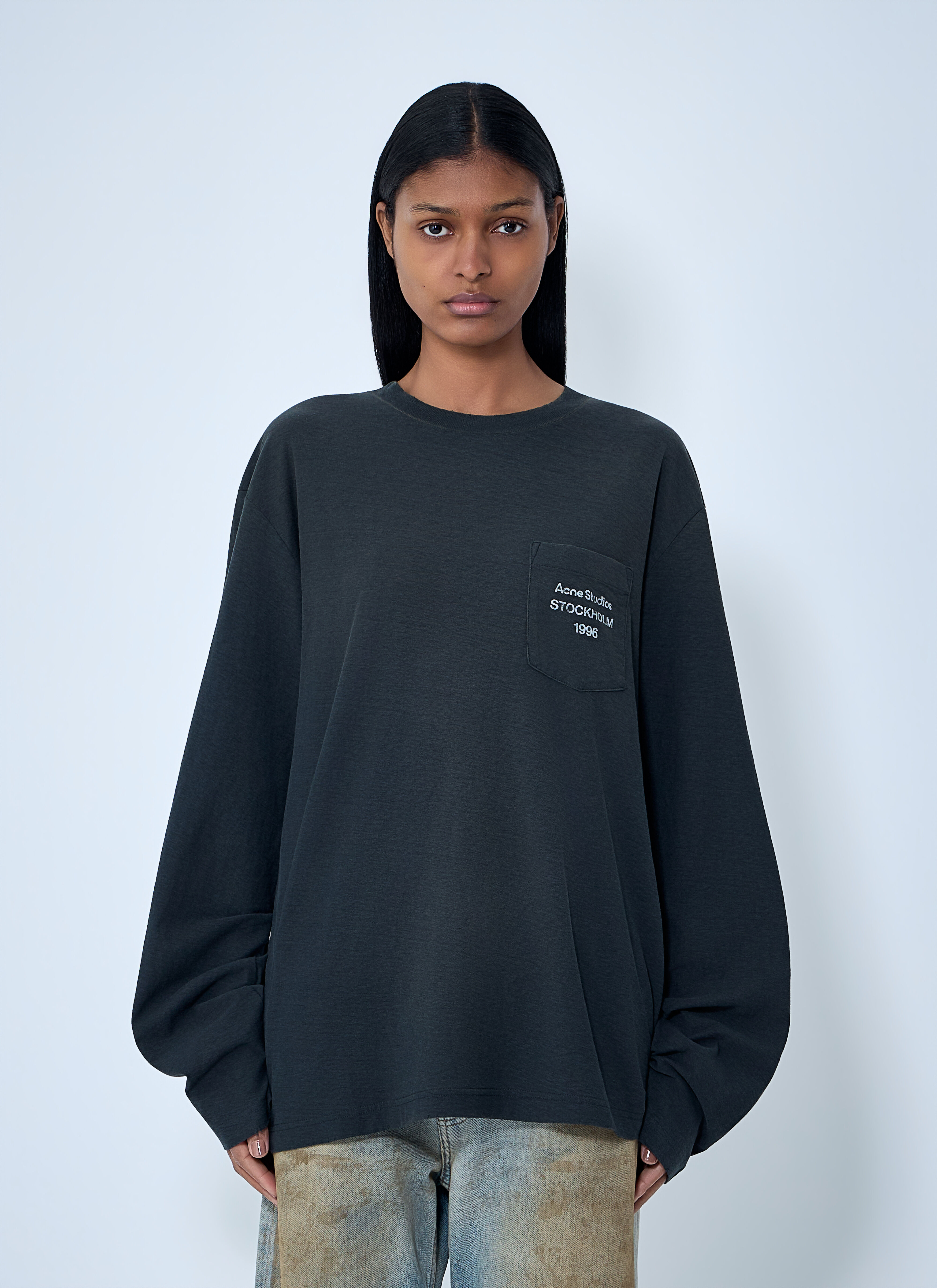 Acne Studios Women's' Long Sleeve Cotton Jersey T-Shirt in Black