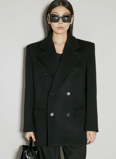 Saint Laurent Wool Peacoat Black sla0254010