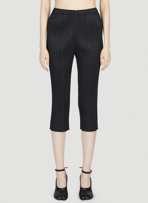 Pleats Please Issey Miyake Cropped Pleated Pants Black plp0254005