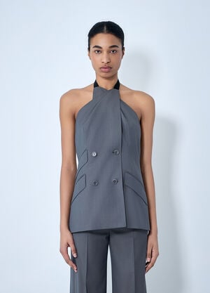 Max Mara Double-Breasted Halter Neck Top Grey max0264302