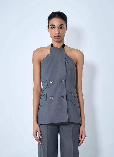 Max Mara Double-Breasted Halter Neck Top Grey max0264302