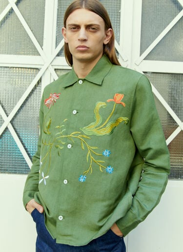 Garden Embroidery Shirt Sky High Farm Workwear Garden Embroidery Shirt Green skh0354003