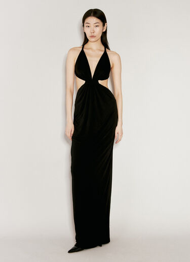 Saint Laurent Backless Halter Dress Black sla0255017