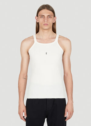 Saint Laurent Logo Embroidery Rib Tank Top Beige sla0154017