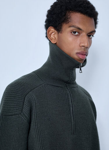 LN-CC® - RIER: Ribbed High Neck Sweatshirt - Green RIER Ribbed High Neck Sweatshirt Green rrr0165005