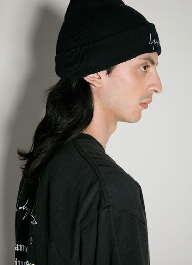 Yohji Yamamoto Logo Embroidery Beanie Hat Black yoy0154019