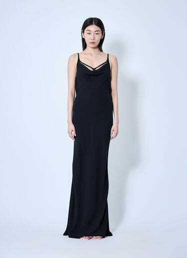 Mugler Crepe Maxi Dress Black mug0259003