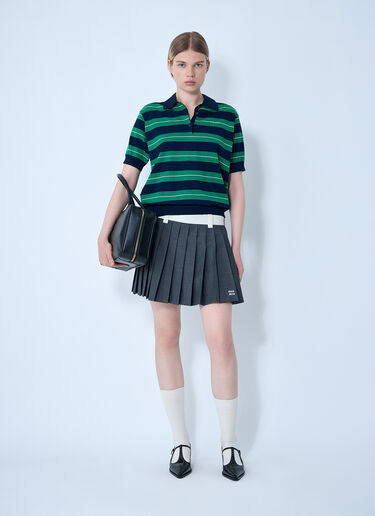 Striped Logo Motif Polo Shirt Miu Miu Striped Logo Motif Polo Shirt Blue miu0261003