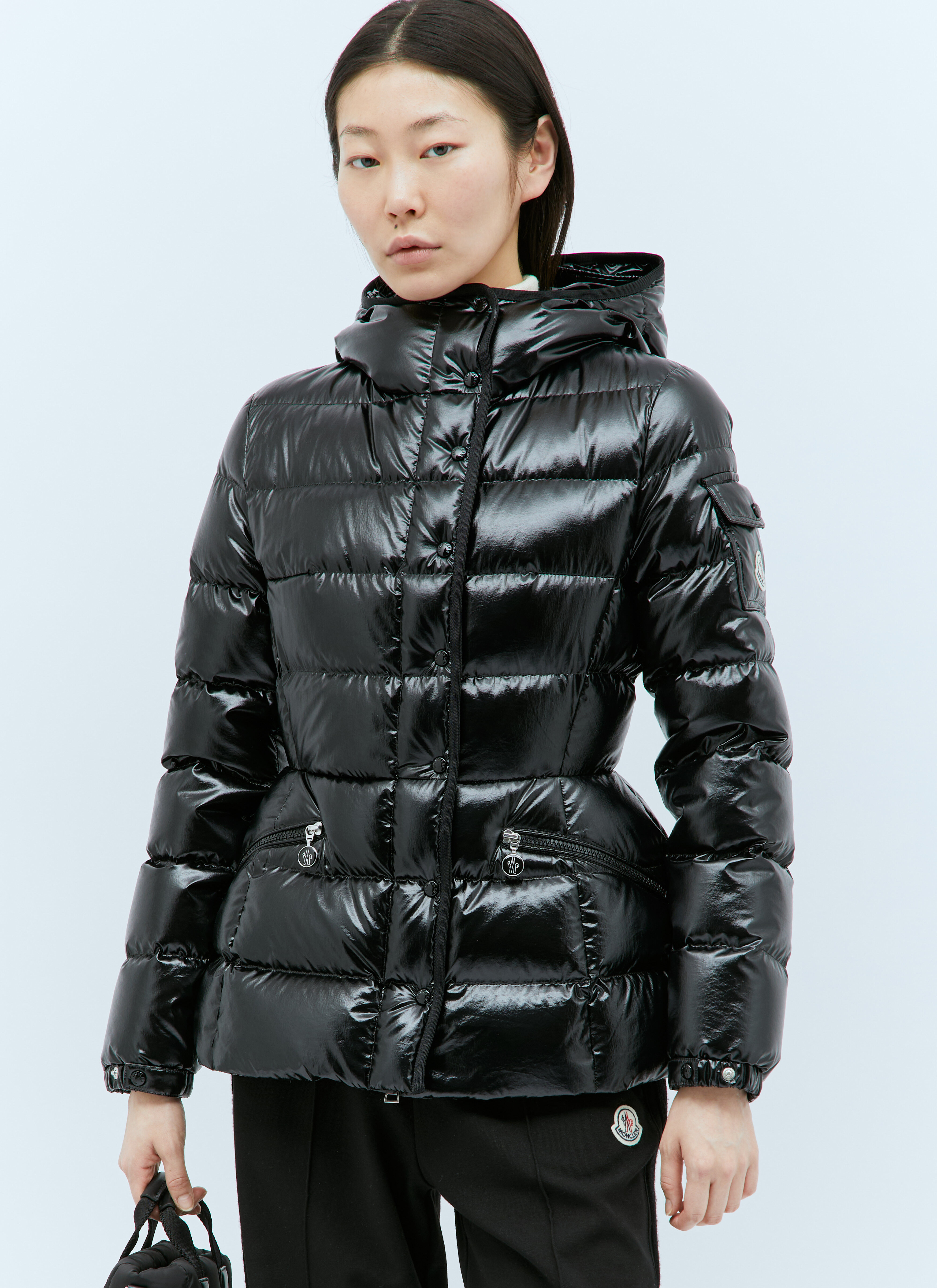 Moncler leather down jacket shop