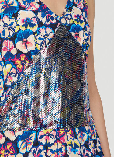 Rabanne Contrast Panel Floral Dress Blue pac0248025