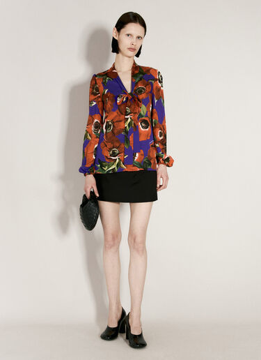 Dolce & Gabbana Anemone Print Charmeuse Shirt Red dol0255022