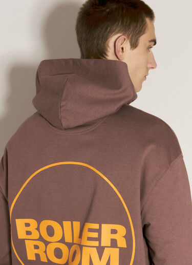 Boiler Room Logo Print Hooded Sweatshirt Brown bor0156018