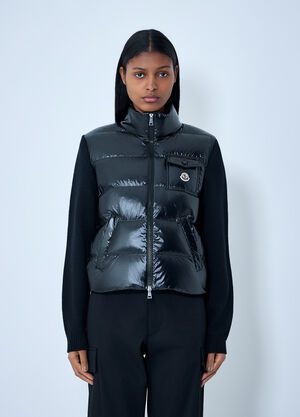 Moncler Quilted Down Gilet with Knit Sleeves Black mon0263045