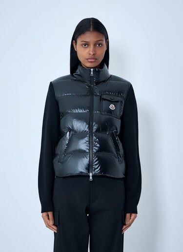Moncler Quilted Down Gilet with Knit Sleeves Black mon0263045