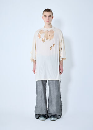 Rick Owens DRKSHDW Distressed Tommy T T-Shirt Beige drk0160015