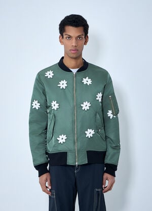 NÒMARYTHM TEXTILE Embroidered Bomber Jacket Olive nma0162001