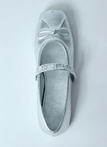 Marni Leather Mary Jane Shoes Silver mni0260002