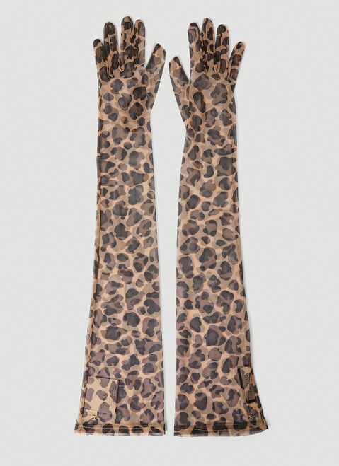Max Mara Leopard Print Gloves Khaki max0254083
