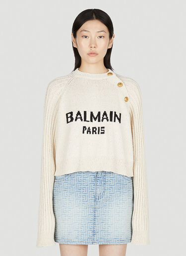 Balmain Logo Knit Sweater Cream bln0252012