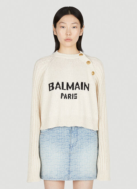 Balmain Logo Knit Sweater Purple bln0252033