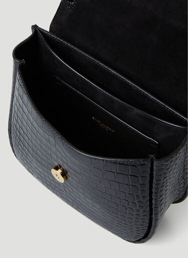 Saint Laurent Kaia Croc-Embossed Small Shoulder Bag Black sla0245063