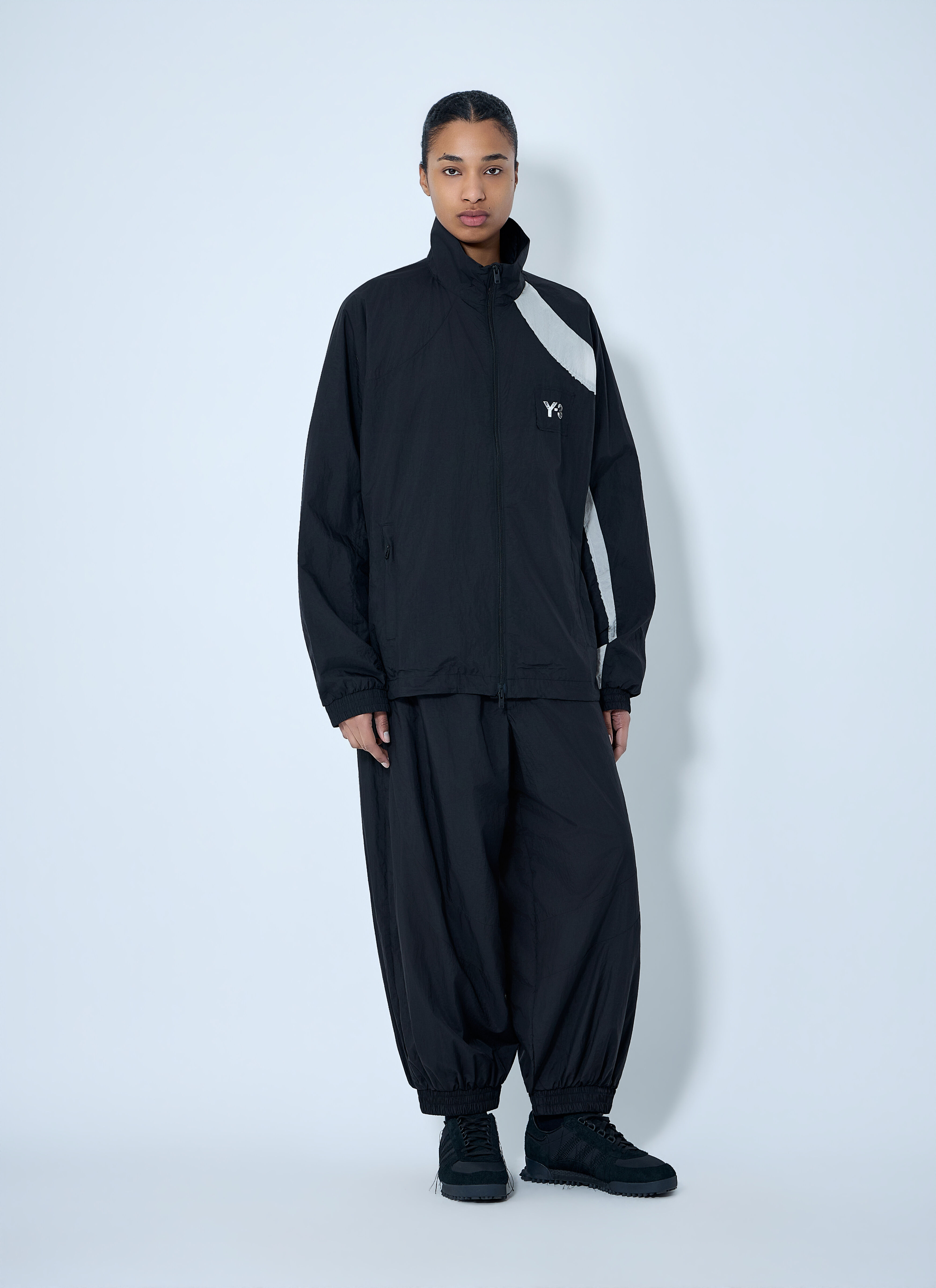 Y-3 レディース ロウエッジ 3 ストライプ ナイロンシェルジャケット の
