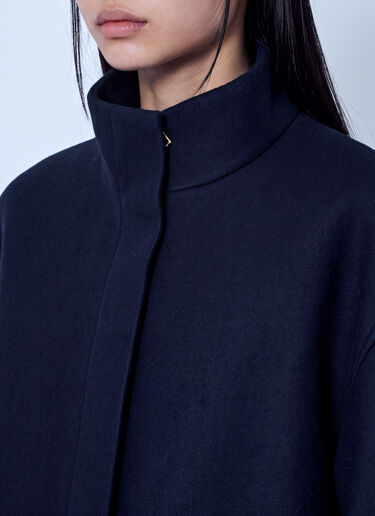 LN-CC® - Dries Van Noten: High Collar Wool Jacket - Navy Dries Van Noten High Collar Wool Jacket Navy dvn0266004